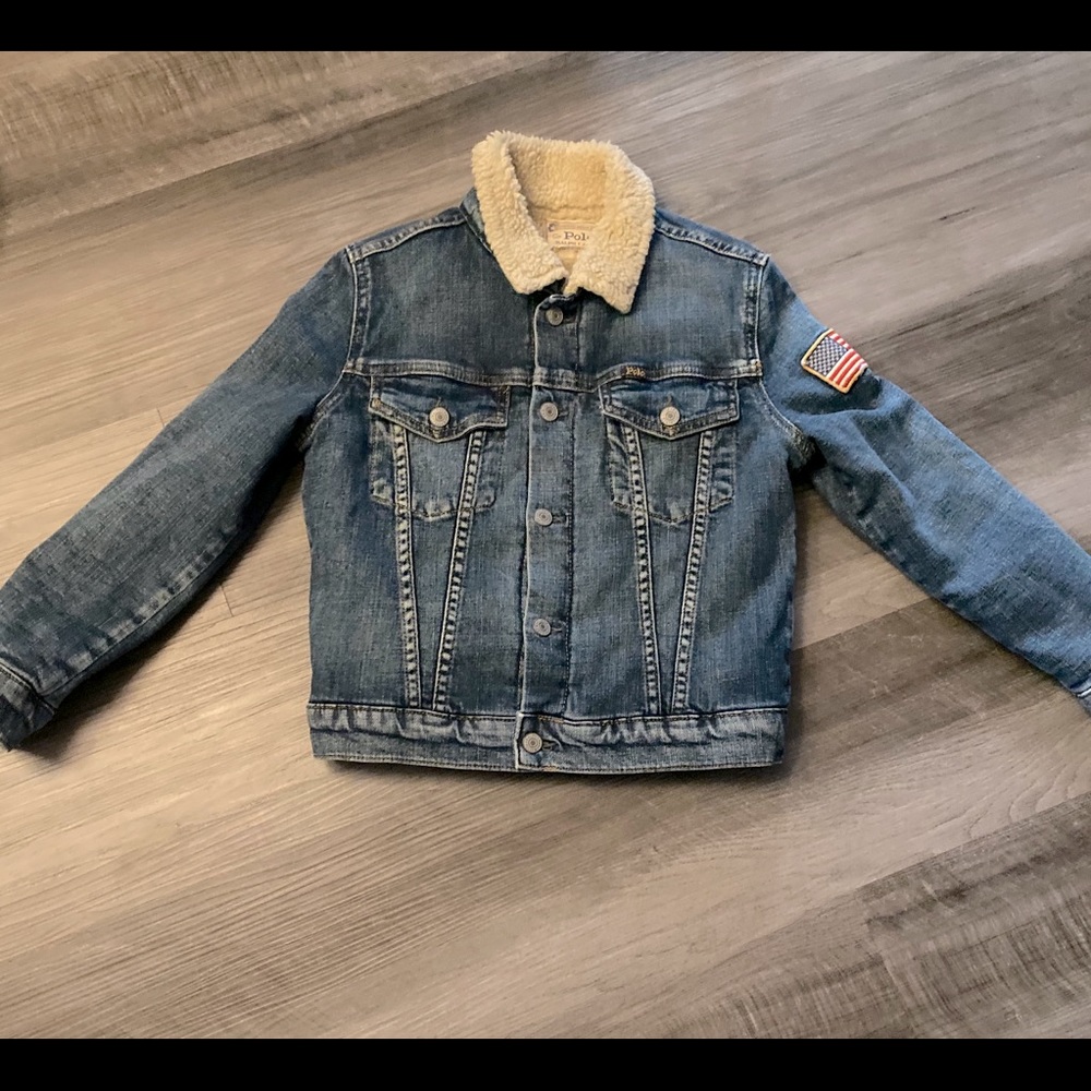 Polo Ralph Lauren Boys Fleeced Lined Denim Trucker Jacket. (Size 7 Boys)